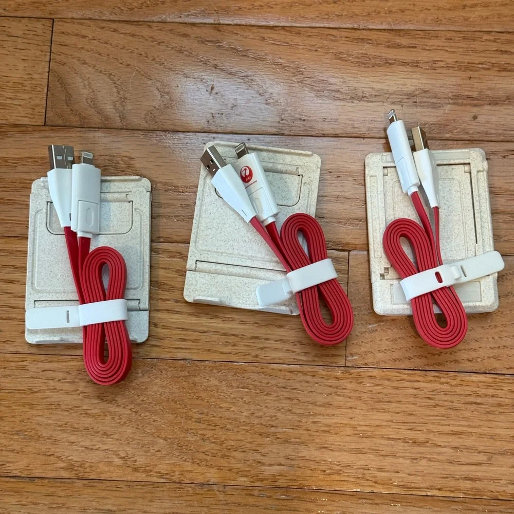 3 portable mobile phone stand with Red Charging Cable by jal